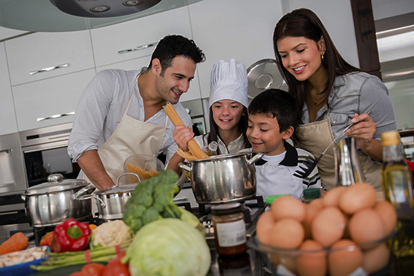 Beautiful family cooking together